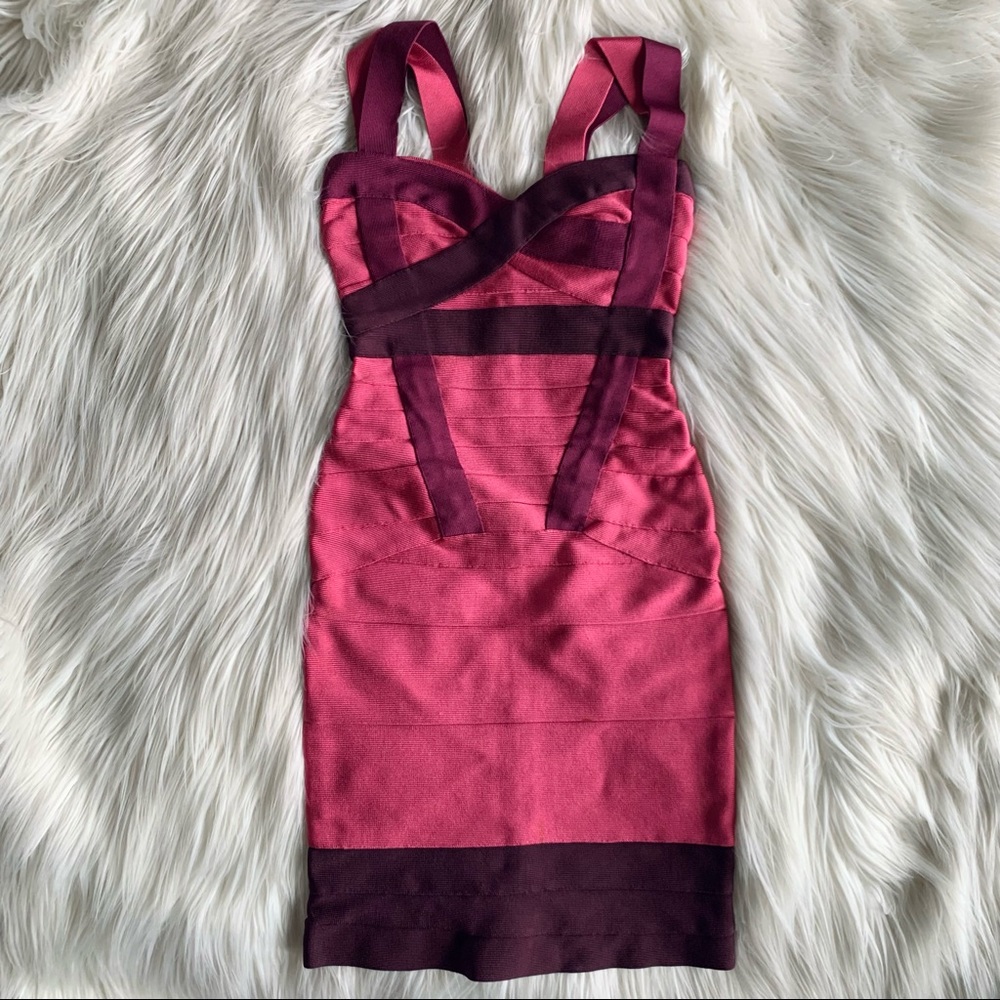 Hervé Léger Pink Color Block Dress - Picture 5 of 12
